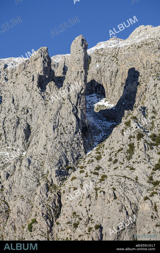 Agulla des Frare, 1209 meters, Puig Major of Son Torrella, Mallorca, Balearic Islands, Spain.