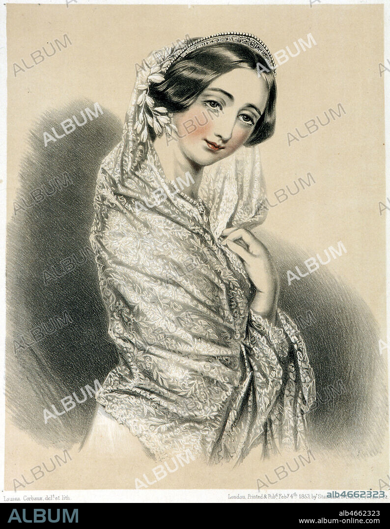 EUGENIE (1826-1920) comtesse de Teba, imperatrice des francais. Illustration de Louisa CORBEAUX de 1853. Credit : Coll. Saltho/KHARBINE-TAPABOR.