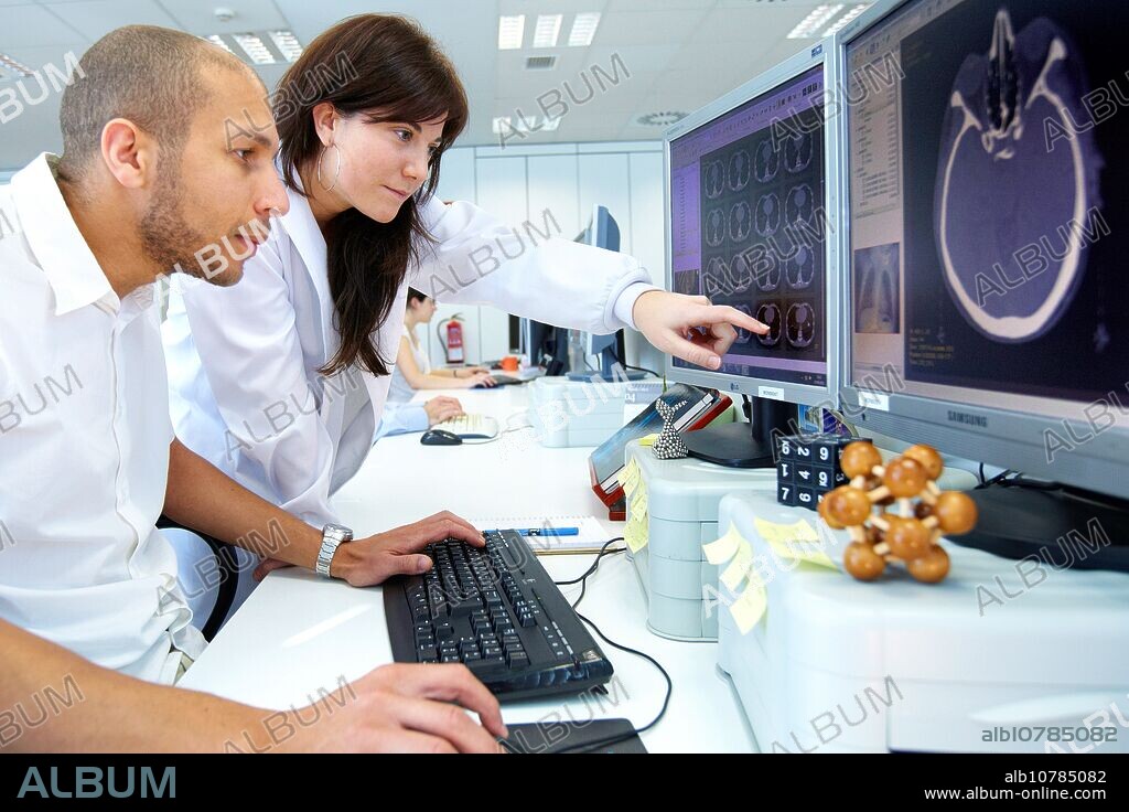 Medical image analysis, cranial CT scan, Health and Biomedical applications, Vicomtech IK4, Centro de tecnologias de Interaccion Visual y Comunicaciones, Investigacion aplicada en el area de graficos por ordenadorinteractivos y tecnologia multimedia, San Sebastian, Donostia, Gipuzkoa, Euskadi, Spain.