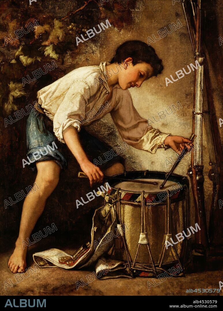 Thomas Couture, French, 1815-1879, Drummer Boy, 1857, oil on canvas, Unframed: 57 3/4 × 45 inches (146.7 × 114.3 cm).