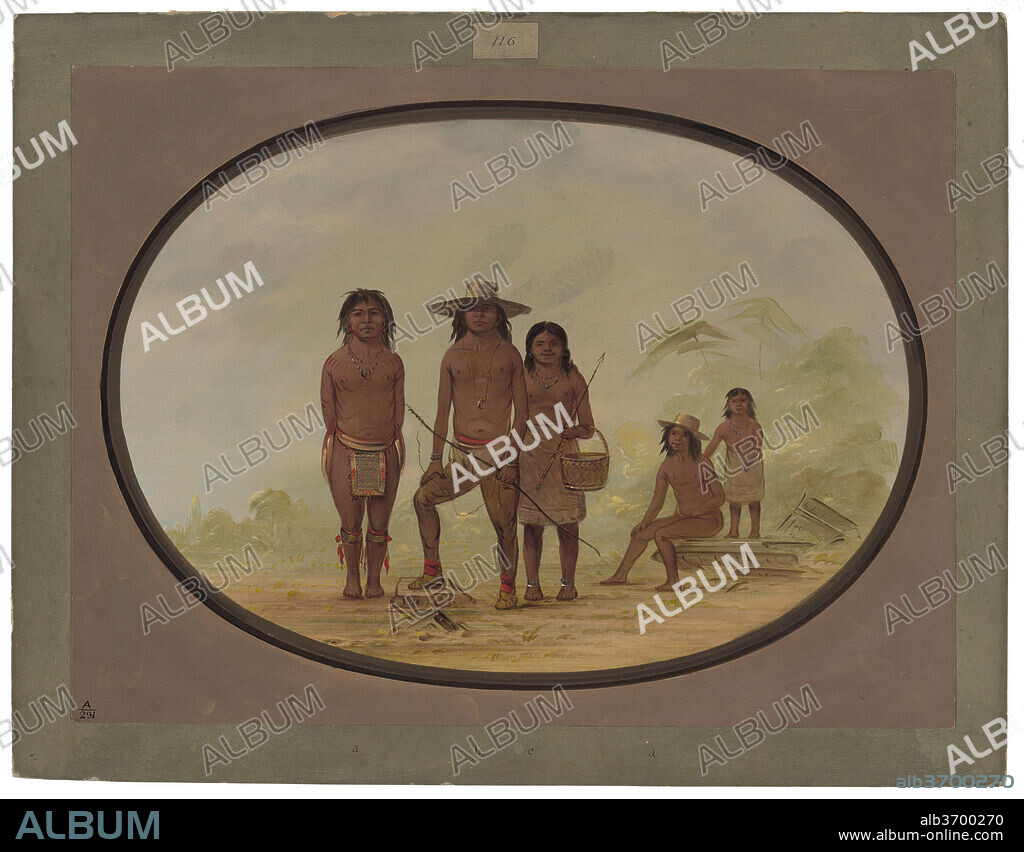 GEORGE CATLIN. Five Maya Indians. Dated: 1855/1869. Dimensions: overall: 46.5 x 62.4 cm (18 5/16 x 24 9/16 in.). Medium: oil on card mounted on paperboard.
