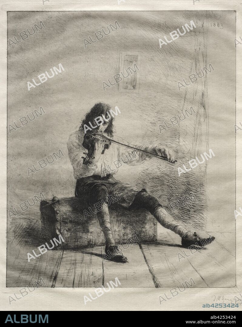 And Drive Dull Care Away, 1883. Ignaz Marcel Gaugengigl (American, 1855-1932). Etching.