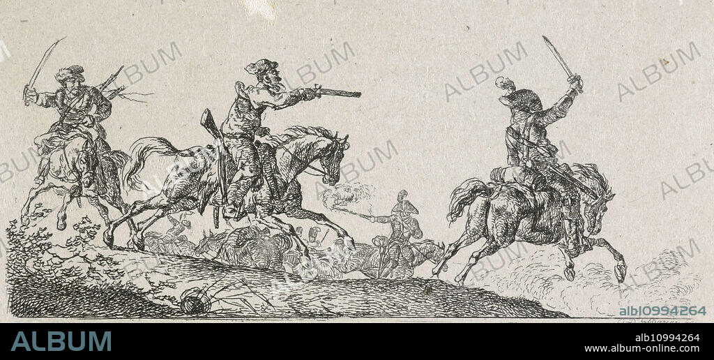 CHRISTIAN DAVID GEBAUER. A cavalry fight, c. 1814.