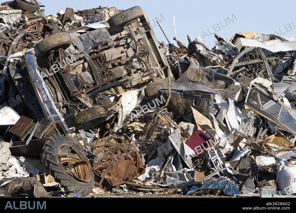 A pile of scrap metal including a junk automobile at the Pacific Steel and Recycling center in Elmore County, Idaho.