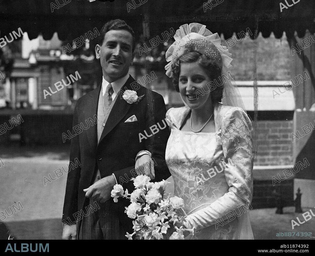 Knightsbridge match. At St Paul's Church Knightsbridge, this afternoon (TUesday) Major Peter Osmond Myers, MC, 8th Ghurka Rifles elder son of Mr A R Myers and Mrs Myers, of Katrasgarh, Bihar, India, was married to Miss Anne Margaret Orpen, younger daughter of Major A S Orpen and the Hon Mrs Orpen of Eaton Place. Photo shows, the bride pictured after the wedding this afternoon. (Tuesday). 22 July 1947.