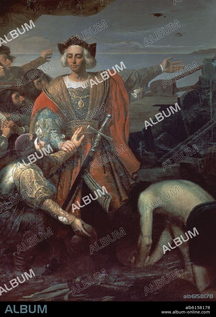 LLEGADA DE COLON A AMERICA - SIGLO  XIX - PINTURA HISTORICISTA.
