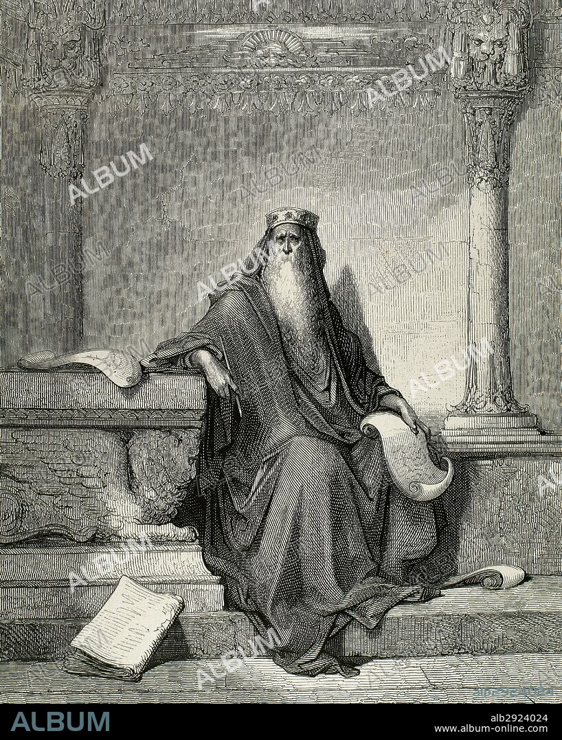 HISTORIA DEL ANTIGUO TESTAMENTO. REY SALOMON. Libro de los Reyes, capítulo 3. Grabado de Gustave DORE.