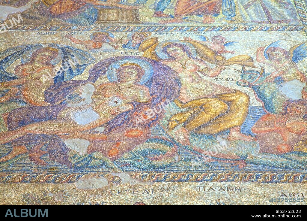 Mosaics at Kato Paphos Archaeological Park, UNESCO World Heritage Site, Paphos, Cyprus, Eastern Mediterranean, Europe.