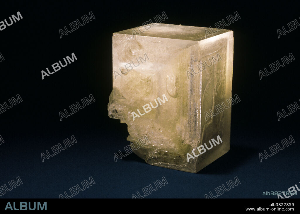 Halite, sodium chloride, is essential to human life and is the mineral we commonly refer to as salt. Sodium chloride is what makes the ocean salty and is also found crystallizing at the edges of salt lakes throughout the world. Searles Lake, California is a famous example, and the halite crystals from this locality display the typical and characteristic cubic shape of the mineral. Halite also has perfect cubic cleavage; if a crystal is crushed, even the tiniest fragments will (under magnification) be cube shaped.