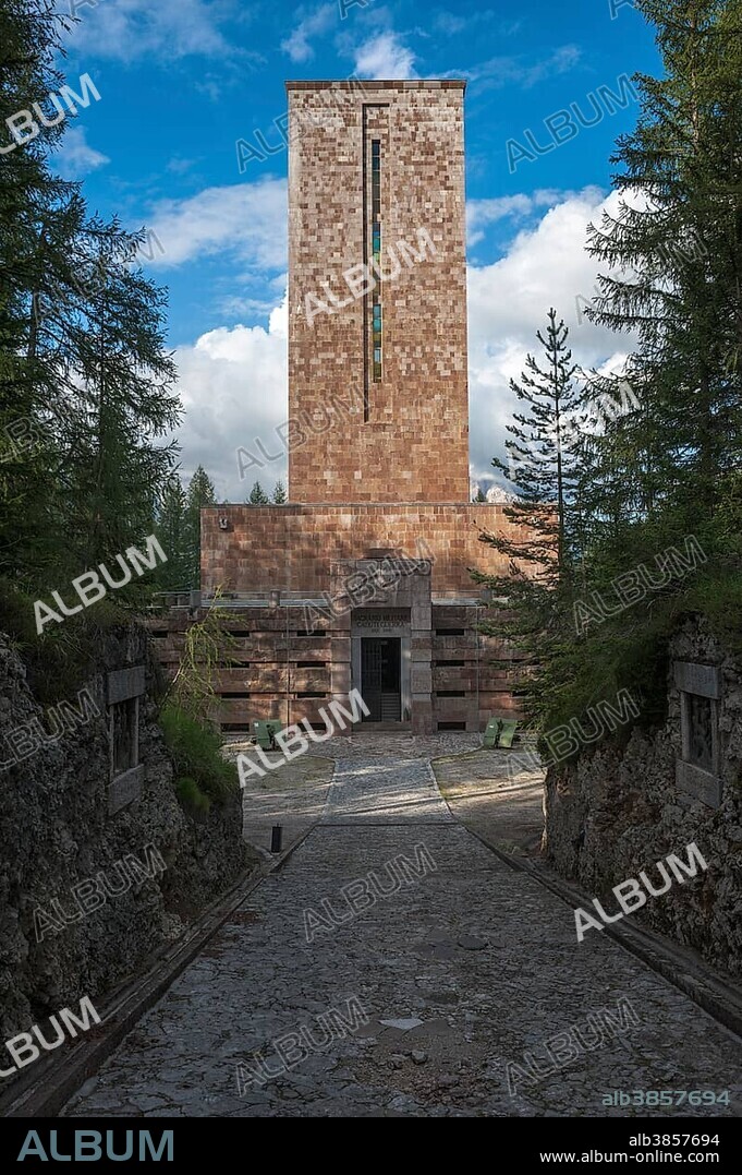 Memorial to the Fallen of World War I, Ossuary of Pocol or Sacrario Militare di Pocol, built under the reign of Mussolini in 1935, Cortina d'Ampezzo, Pocol, Veneto, Italy, Europe.
