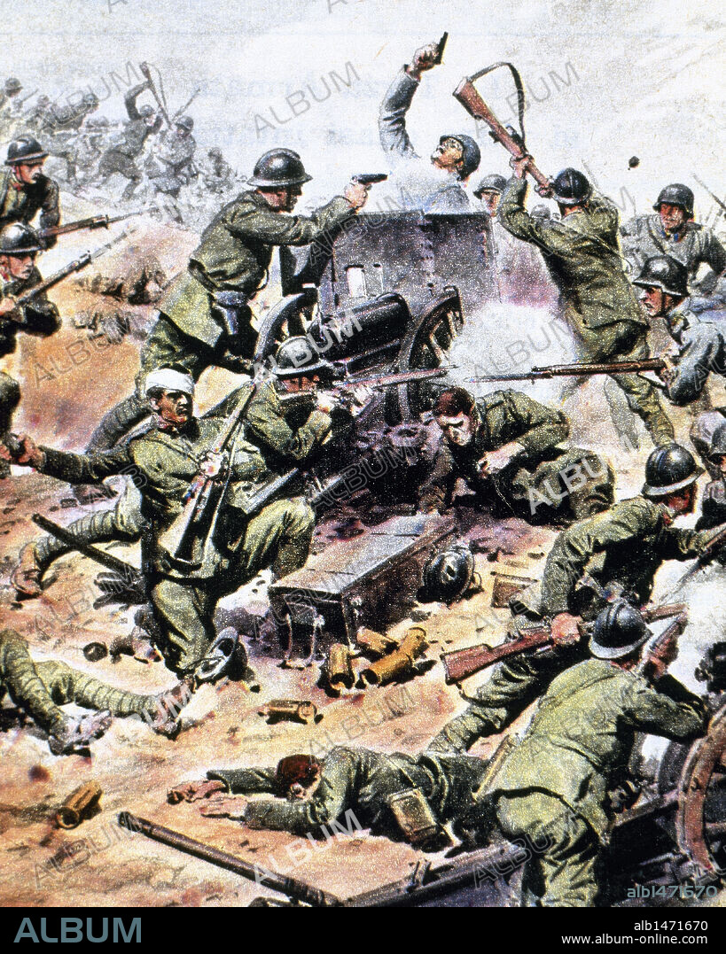 I GUERRA MUNDIAL (1914-1918). Ataque de las tropas alemanas contra la artillería italiana. Año 1917.