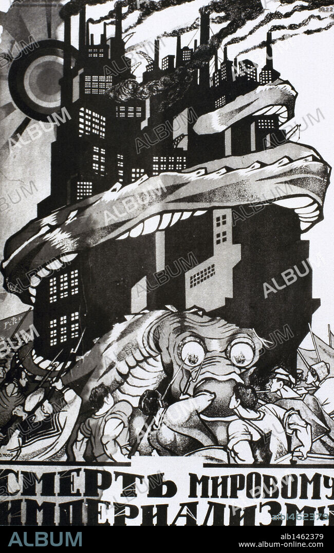 DMITRY MOOR. COMUNISMO. URSS. CARTEL DE PROPAGANDA SOVIETICA. "MUERTE AL IMPERIALISMO MUNDIAL".