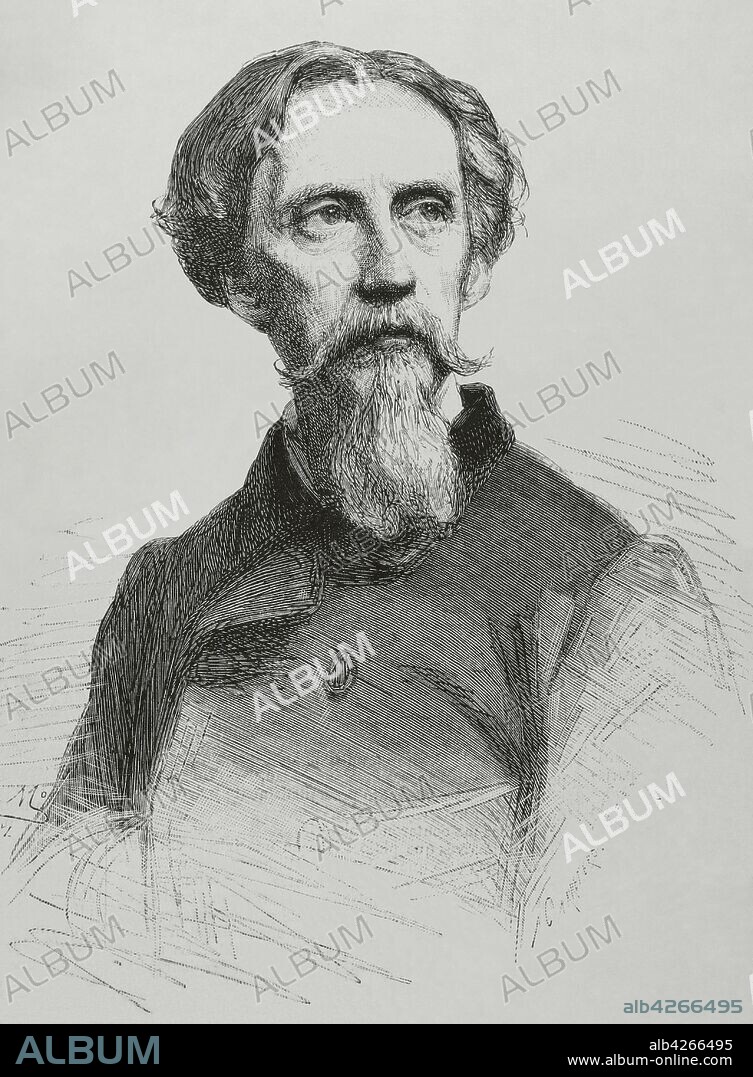 Pedro de Madrazo y Kuntz (1816-1898). Pintor, escritor y crítico de arte español. Miembro de la Real Academia Española. Dibujo de Federico de Madrazo. Grabado por Arturo Carretero (m. 1903). La Ilustración Española y Americana,15 de abril de 1881.