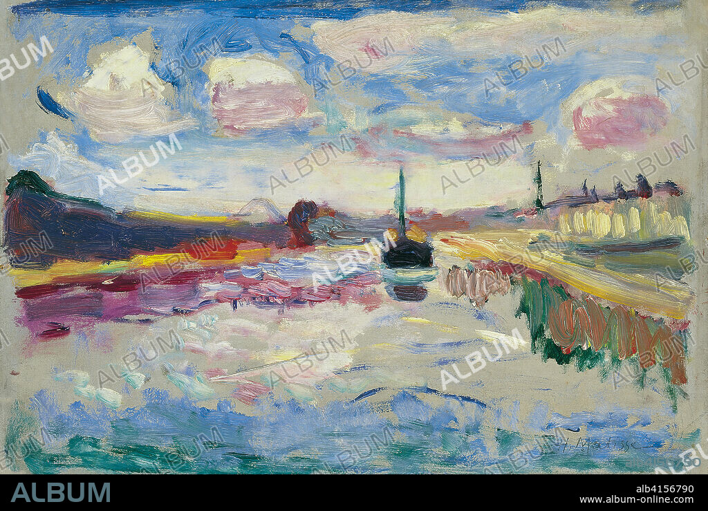 Henri Matisse (Le Cateau-Cambrésis, 1869-Niza, 1954). Canal du Midi (1898). Óleo sobre cartón adherido a contrachapado. 24 x 36 cm.
