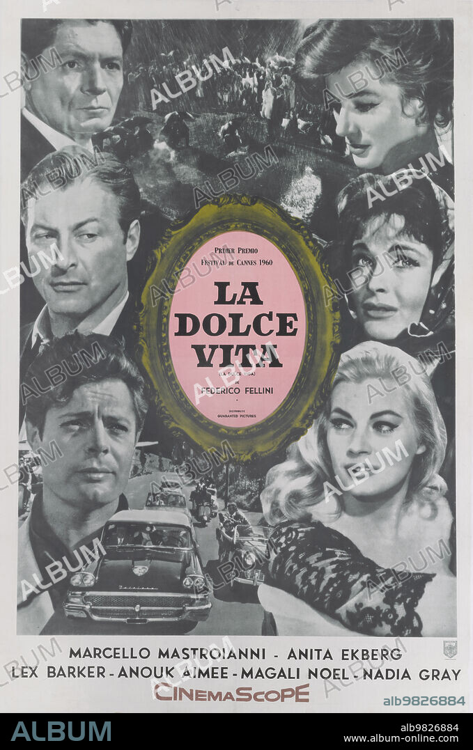 ANONYMOUS. Movie poster "La Dolce Vita" by Federico Fellini.