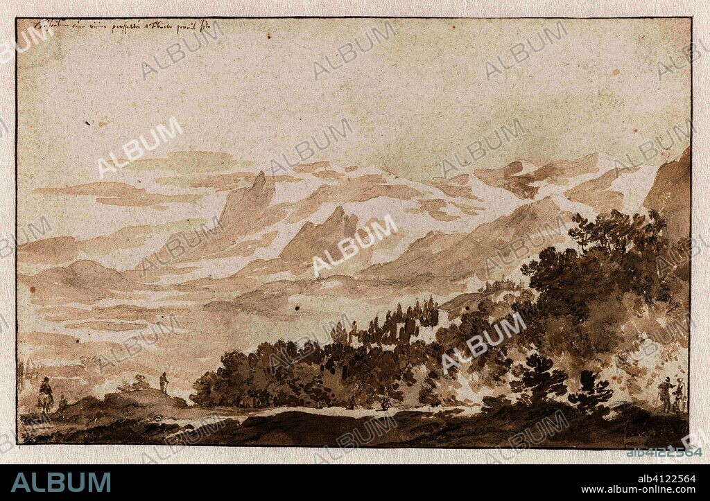 Tusculum (Frascati) from the Southwest. Draughtsman: Jan de Bisschop. Dating: 1648 - 1671. Measurements: h 98 mm × w 156 mm.