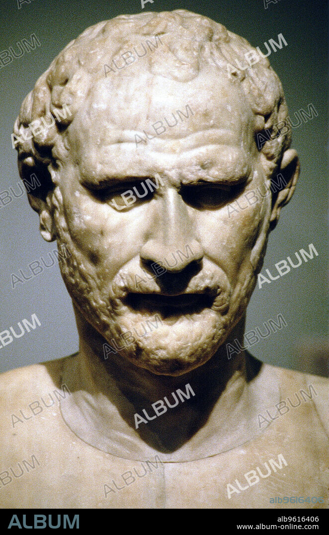 Demosthenes, Athenian orator and statesman. Demosthenes (384-322 BC) is regarded as one of the greatest Ancient Greek orators. Roman copy of a statue by Polyeulctos erected in the Athenian market place 48 years after his death.