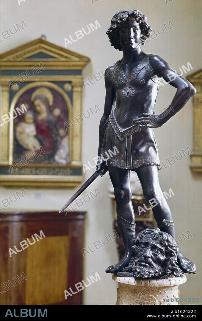 ANDREA DEL VERROCCHIO. Young David, The, C.1465, Verrocchio, Andrea del (1435-1488/Italian), BRONZE, Museo Nazionale de Bargello, Florence, Italy.