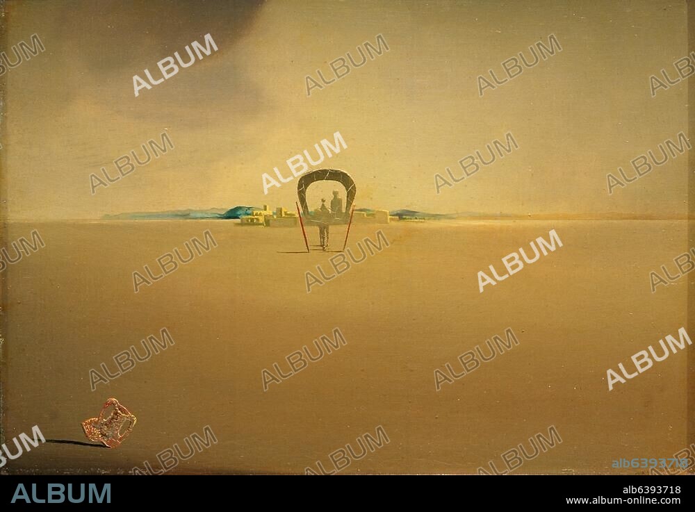 SALVADOR DALÍ. Dalí, Salvador 1904-1989. "La charrette fantôme" (The phantom cart), 1933. Oil on wood, 16 x 20.3cm.
