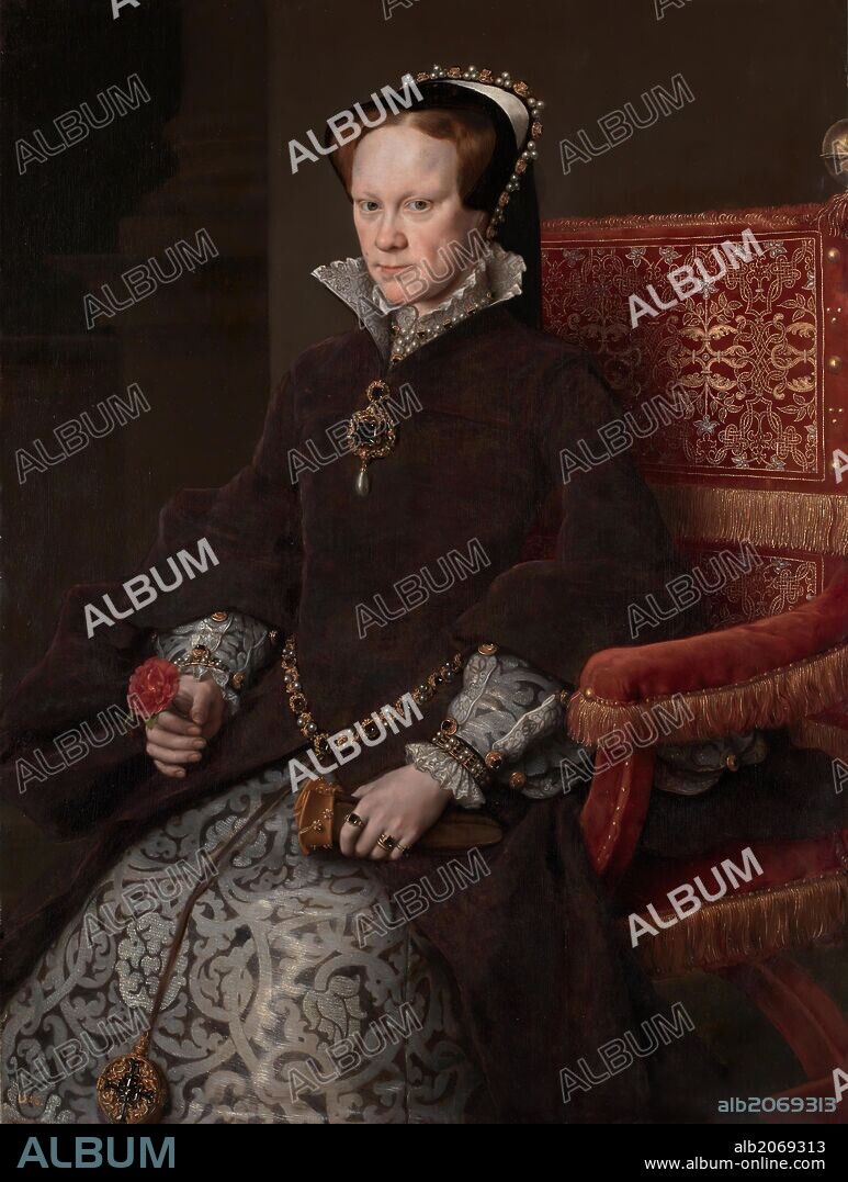 Antonio Moro / 'María Tudor, reina de Inglaterra, segunda mujer de Felipe II', 1554, Escuela Flamenca, Óleo sobre Tabla, 109 cm x 84 cm, P02108.
