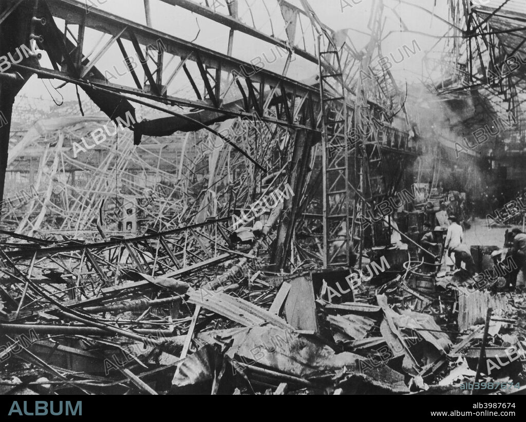 The destruction of Renault's Billancourt factory, Paris, France, WWII, c1939-c1945. Half of the Billancourt workshop area was destroyed by Allied bombing. Rebuilding was started in 1945 but was hampered due to a shortage of raw materials in France.