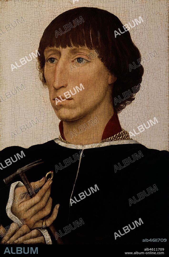 ROGIER VAN DER WEYDEN. Francesco d'Este (born about 1429, died after July 20, 1486), ca. 1460. Son of Leonello d'Este, ruler of Ferrara with hammer and ring may be jousting prizes or symbols of power.