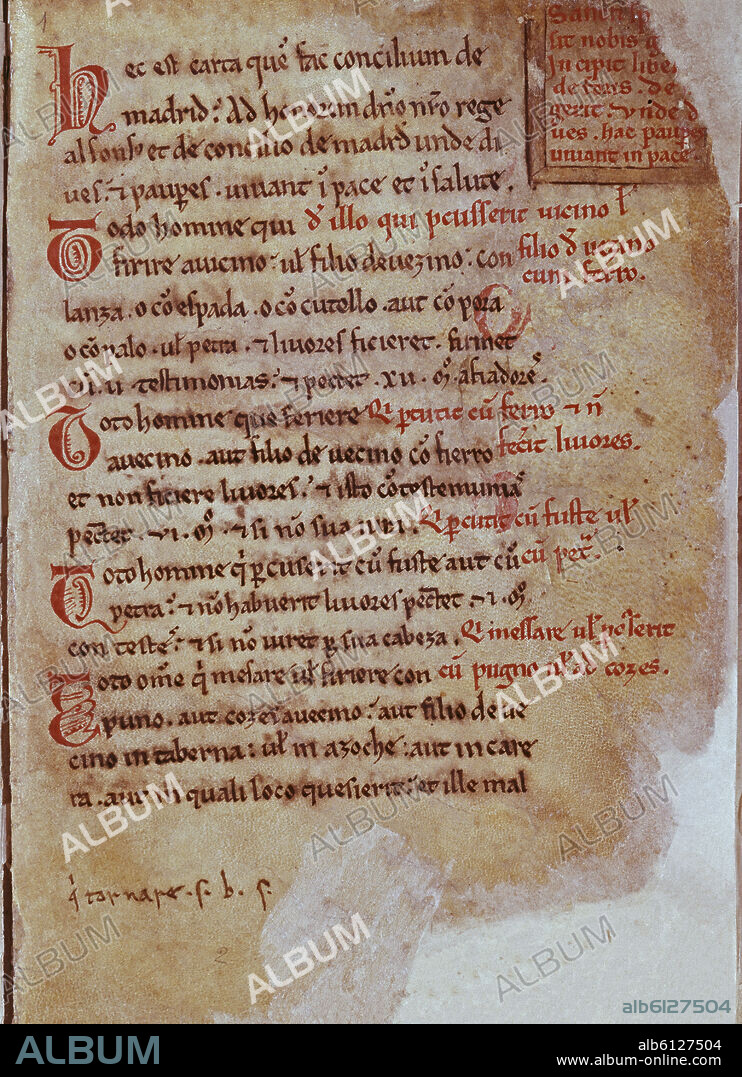 FUERO DE MADRID -. SANCIONADO POR ALFONSO VIII. AÑO 1202.