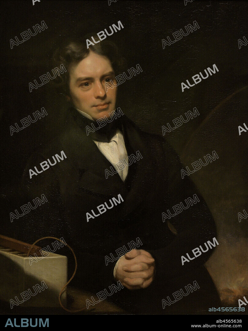 THOMAS PHILLIPS (1770-1845). ENGLISH PAINTER.. Michael Faraday (1791-1867). Físico y químico británico. Descubridor de la inducción electromagnética y la electrólisis. Retrato realizado por Thomas Phillips (1770-1845). Óleo sobre lienzo (90,8 x 71,1 cm), 1841-1842. National Portrait Gallery. Londres. Inglaterra.