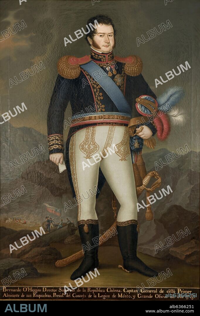 JOSÉ GIL DE CASTRO. RETRATO DE BERNARDO O'HIGGINS (1776-1842) - GENERAL Y POLITICO CHILENO - SIGLO XIX.