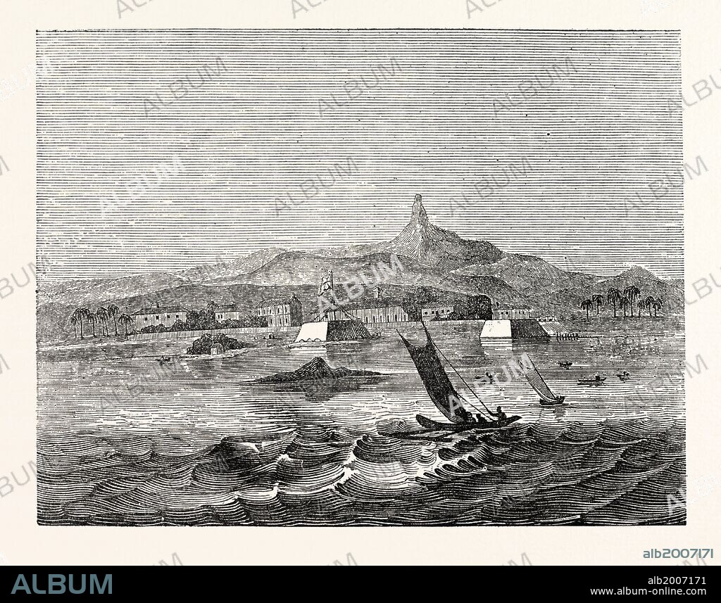 THE ISLAND OF CEYLON: Distant View of Adam's Peak from Fort Colombo Roads.