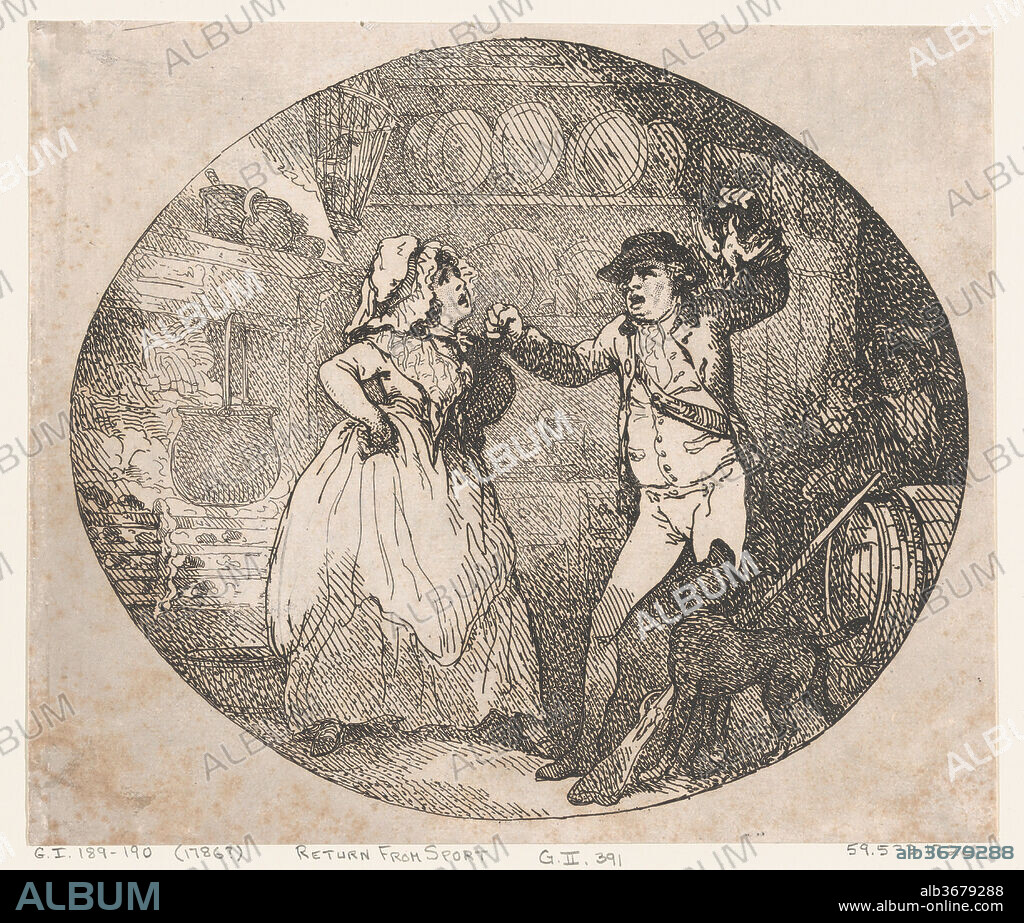 Return from Sport. Artist: Thomas Rowlandson (British, London 1757-1827 London). Dimensions: Sheet: 8 3/16 × 9 3/4 in. (20.8 × 24.7 cm). Date: 1786(?).