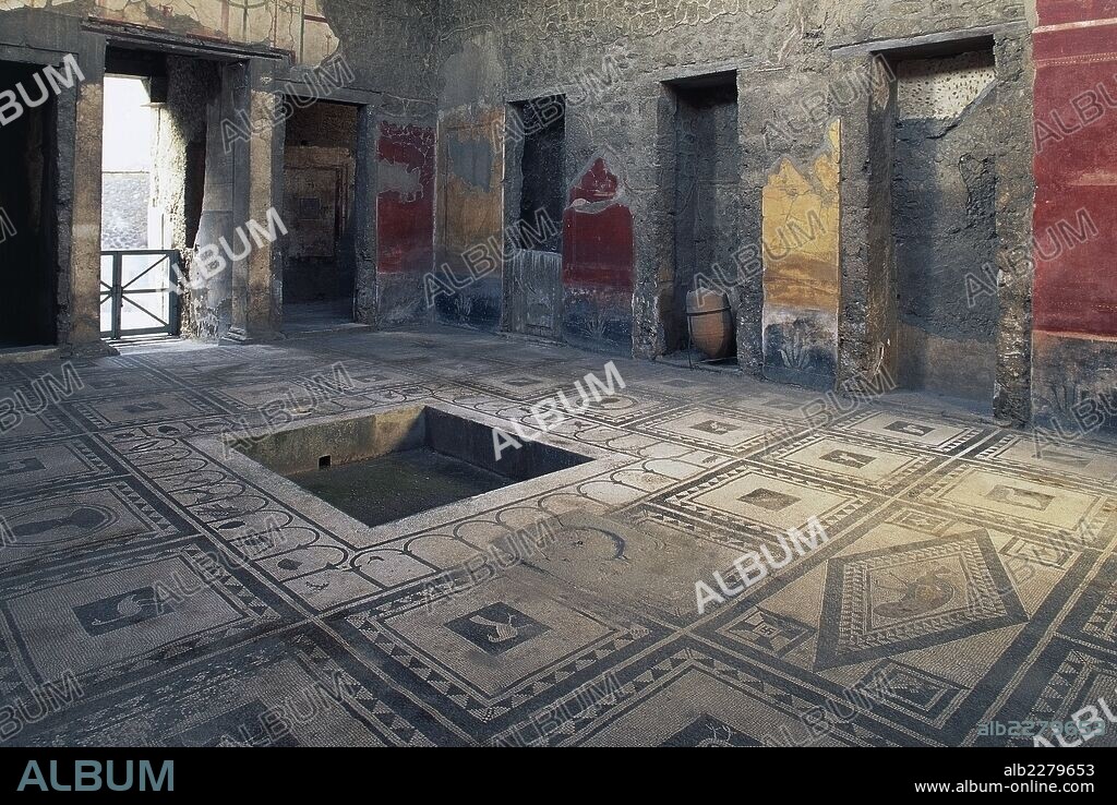 Impluvium, House of Gaius Cuspius Pansa also known as Paquius Proculus, Pompeii (Unesco World Heritage List, 1997), Campania, Italy. Roman civilisation, 1st century BC.