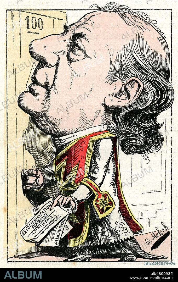 Charles Jean Marie Loyson ou Pere Hyacinthe, 1827-1912, theologien et pretre francais. Caricature de 1882 par MOLOCH (1849-1909) pour Le Trombinoscope de TOUCHATOUT (1835-1911), fin 19eme siecle. Credit Collection KHARBINE TAPABOR.