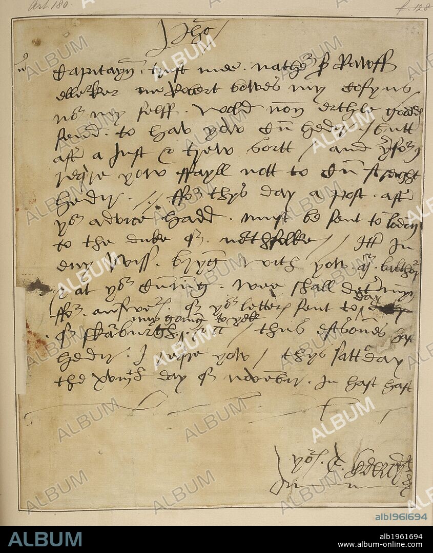 Letter from Lord Darcy to Robert Aske.  Thomas Darcy, Baron Darcy and Robert Aske were two of the perpetrators of the 'Pilgrimage of Grace', a popular rising in Yorkshire in 1536, in protest against Henry VIII's break with the Roman Catholic Church, the Dissolution of the Monasteries and the policies of the King's chief minister, Thomas Cromwell, as well as other specific political, social and economic grievances.    . Letter from Lord Darcy to Robert Aske. 16th century. Letter from Lord Darcy to Robert Aske. . Source: Cotton Vespasian F. III, f.233.
