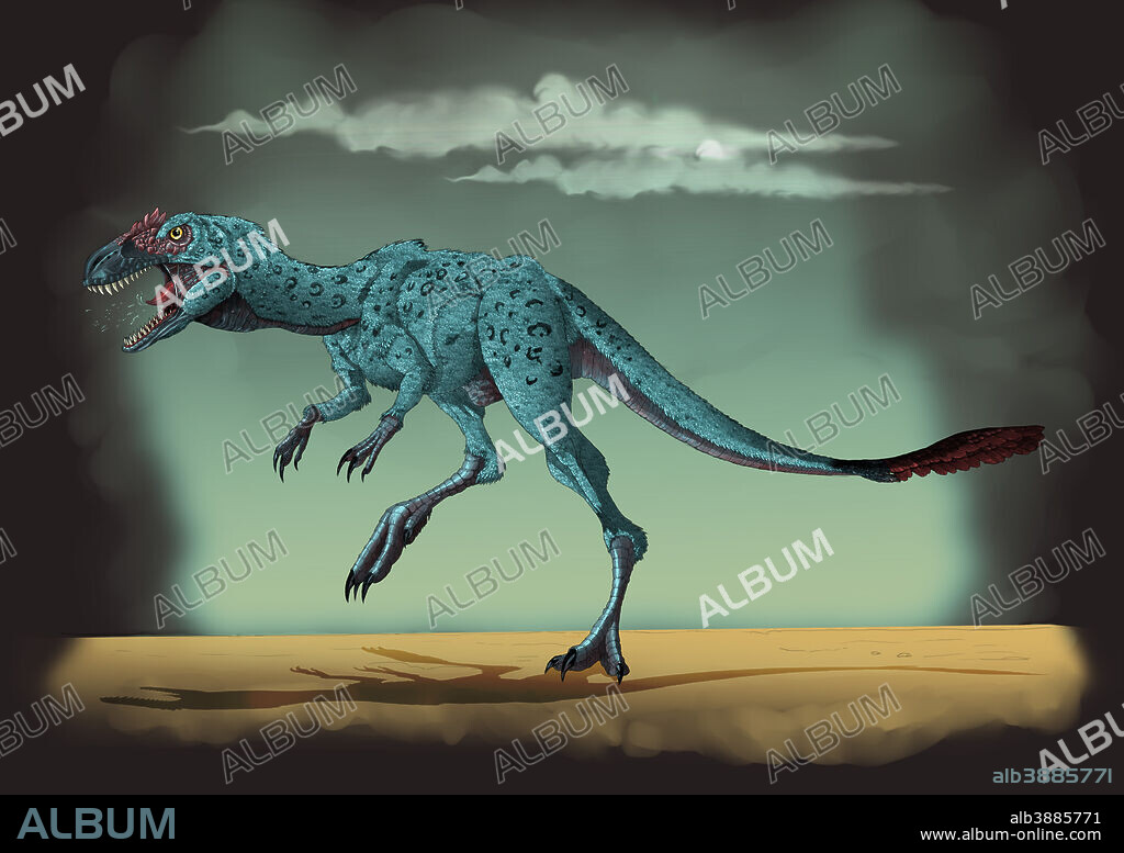 Dilong paradoxus, a genus of small tyrannosauroid dinosaur.