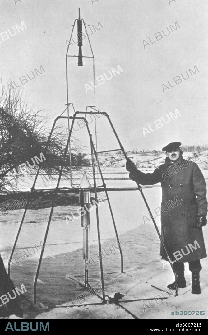 Goddard and a liquid oxygen-gasoline rocket in the frame from which it was fired on March 16, 1926, at Auburn, Massachusetts. March 16, 1926. Robert Hutchings Goddard (October 5, 1882 - August 10, 1945) has been recognized as the father of American rocketry and as one of the pioneers in the theoretical exploration of space. Robert Hutchings Goddard, born in Worcester, Massachusetts, on October 5, 1882, was theoretical scientist as well as a practical engineer. He is credited with creating and building the world's first liquid-fueled rocket. His dream was the conquest of the upper atmosphere and ultimately space through the use of rocket propulsion. Dr. Goddard, died in 1945, but was probably as responsible for the dawning of the Space Age as the Wrights were for the beginning of the Air Age. Yet his work attracted little serious attention during his lifetime. However, when the United States began to prepare for the conquest of space in the 1950's, American rocket scientists began to recognize the debt owed to the New England professor. They discovered that it was virtually impossible to construct a rocket or launch a satellite without acknowledging the work of Dr. Goddard. More than 200 patents, many of which were issued after his death, covered this great legacy.