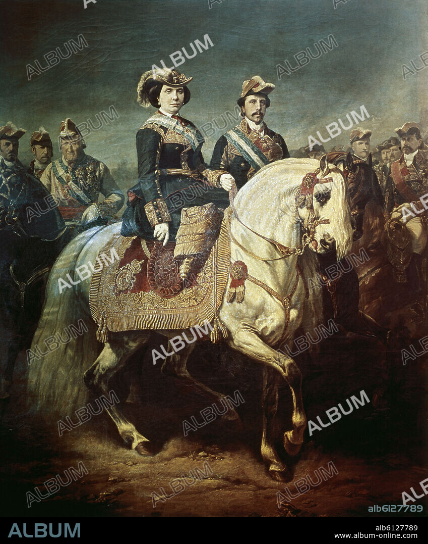 CHARLES LOUIS PORION (1814-1884). 'Isabel II dirigiendo una revista militar', 1867, Oil on canvas, 333 x 277 cm, DE0122.