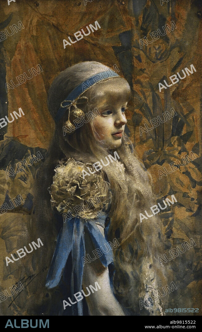 ANDERS ZORN (1860-1920). SWEDISH PAINTER.. Anders Zorn (1860-1920). Pintor sueco. Retrato de Cristina Morphy, 1884. Hija única de Guillermo Morphy (1836-1899), crítico musical español. Acuarela sobre papel, 680 x 450 mm. Museo del Prado. Madrid. España.