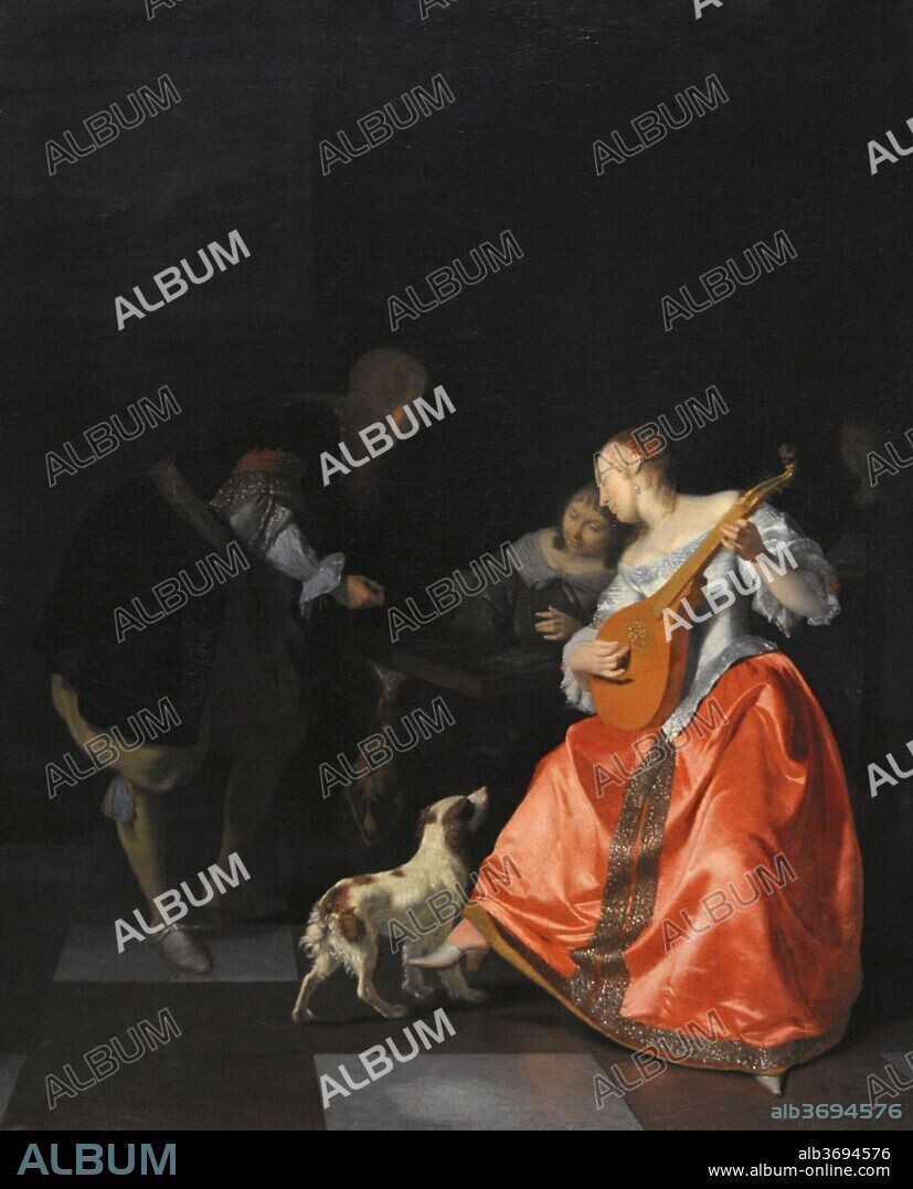 Jacob Ochtervelt (1634-1682). Pintor barroco neerlandés. Jugadores de Tric Trac, 1671. Museo Wallraf-Richartz. Colonia. Alemania.