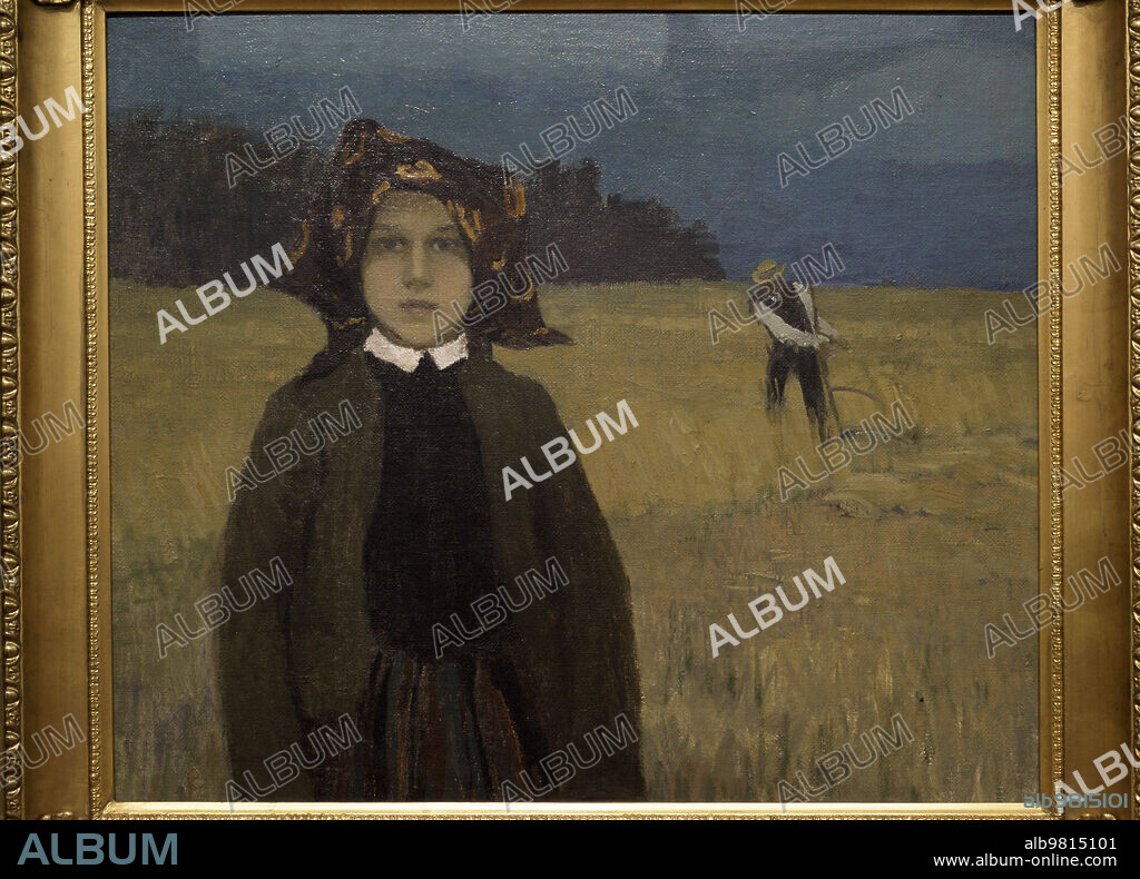 Janis Valters (Johann Walter) (1869-1932). Baltic German artist. Peasant Girl, ca. 1904. Oil on canvas, 83,8 x 98 cm. Latvian National Museum of Art. Riga. Latvia.