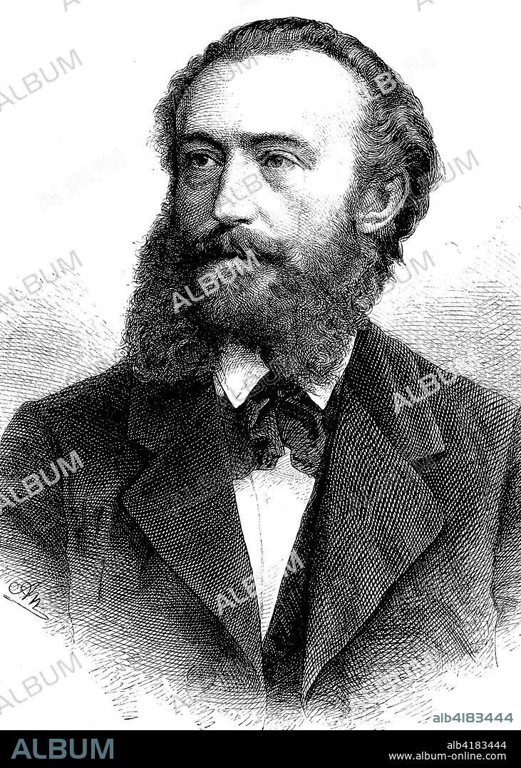 Ernst Alexander August George Wichert, 11 March 1831 - 21 January 1902, was a German lawyer, judge, and author, Germany, reproduction of an image, woodcut from the year 1881, digital improved.