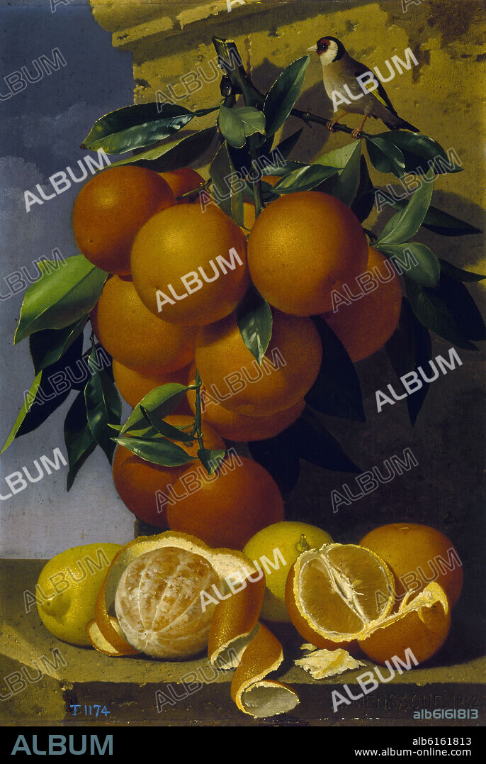 Antonio Mensaque y Alvarado / 'Still Life with Oranges', 1862, Oil on canvas, 55 x 38 cm.