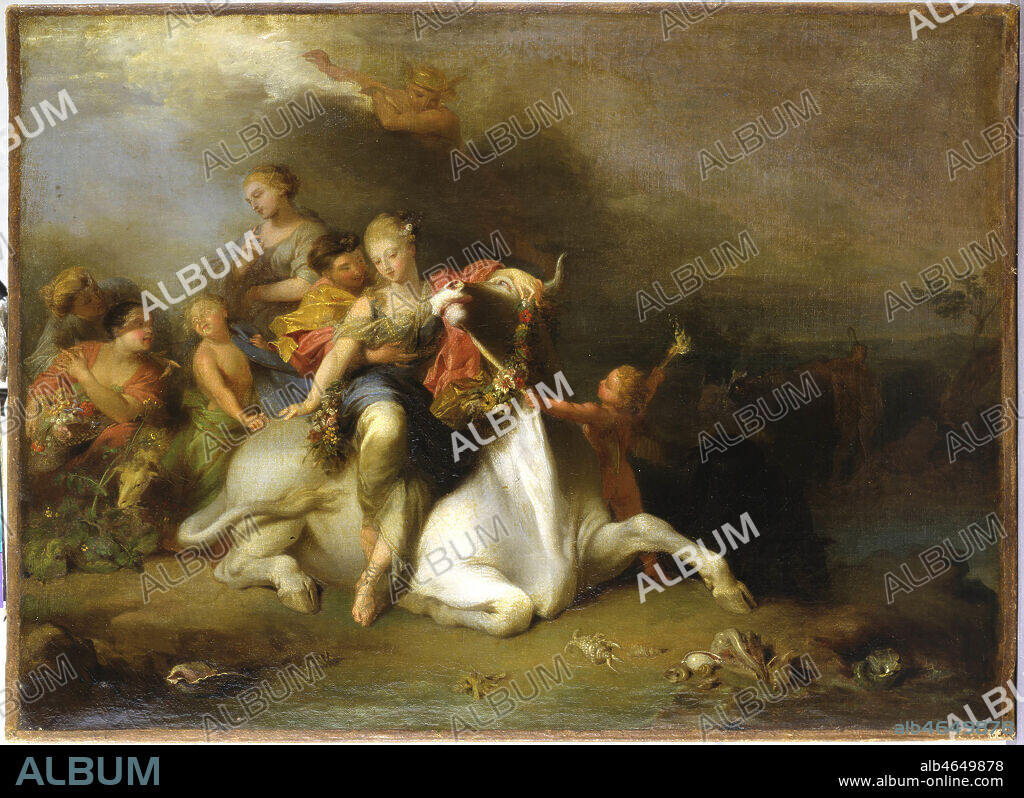 'L'enlevement d'Europe' huile sur toile de Sebastien II Leclerc (1676-1763). Europe, fille d'Agenor, roi legendaire de Phenicie, va etre enlevee et transportee en Crete par Jupiter amoureux d'elle, metamorphose sous les traits d'un taureau blanc. Musee des Beaux-arts d'Epinal. Credit: Phot Prud'homme/KHARBINE-TAPABOR.