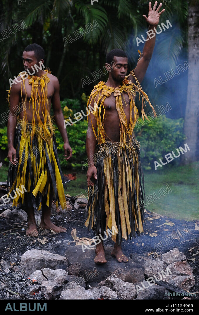 Walking on the hot stones, Benqua Island, Fiji, Pacific Islands, Pacific.