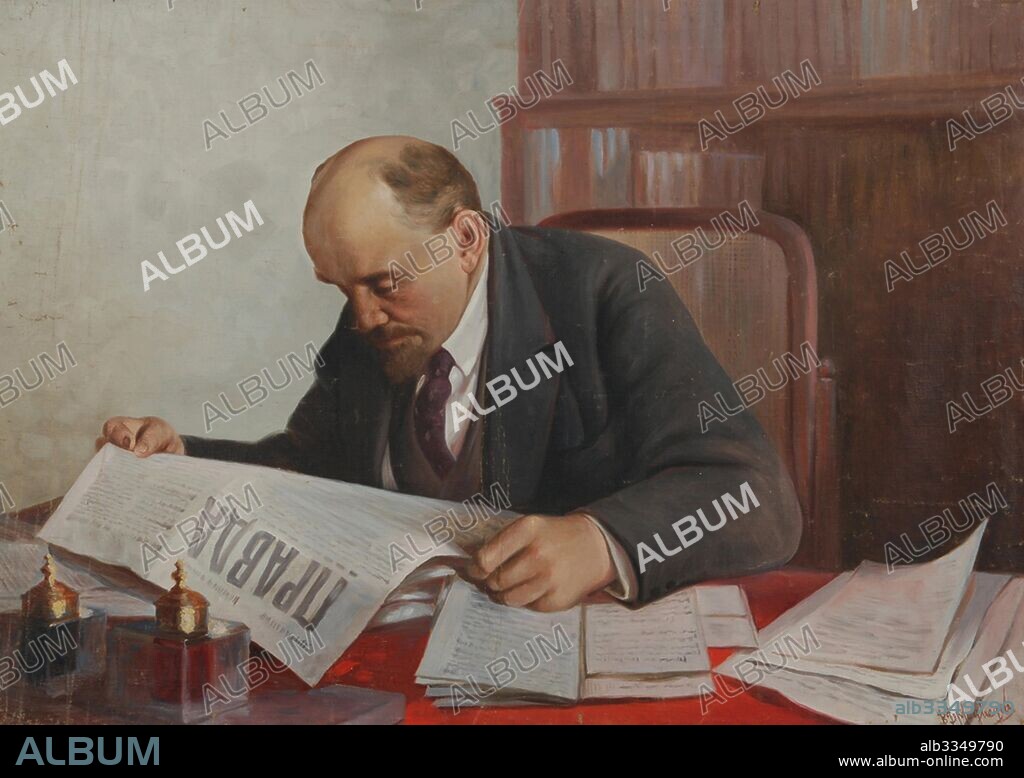 VSEVOLOD DMITRIEVICH MEDVEDEV. Lenin reading Pravda.