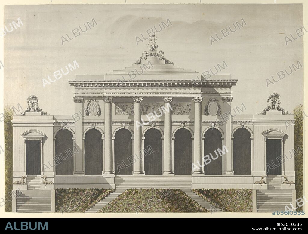 Elevation for the Garden-Front of the Hotel de Brunoy, Faubourg St. Honoré, Paris. Artist: After Etienne Louis Boullée (French, Paris 1728-1799 Paris). Dimensions: 14 3/8 x 20 11/16 in. (36.5 x 52.6 cm). Date: ca. 1779.