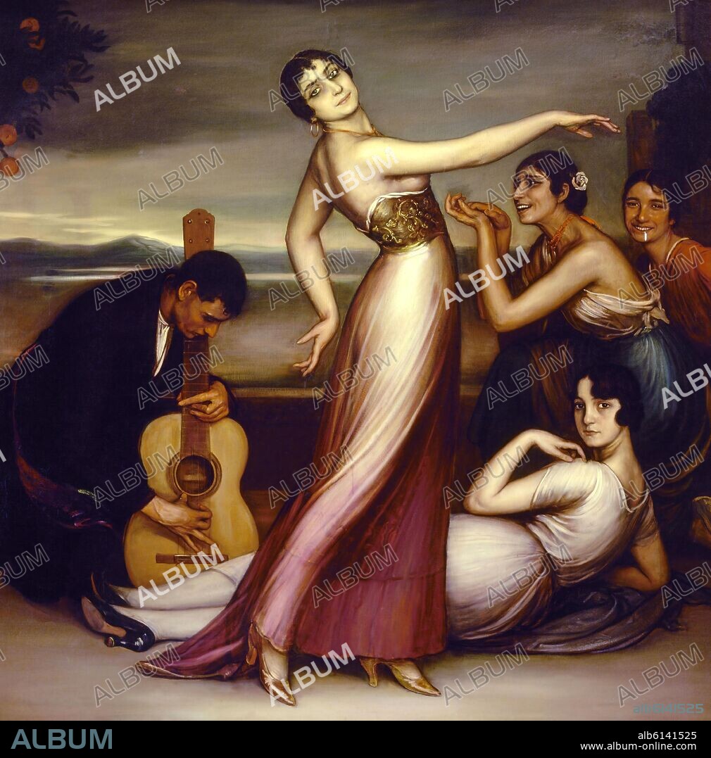 JULIO ROMERO DE TORRES. ALEGRIAS 1917 - OLEO Y TEMPLE SOBRE LIENZO - 161x157 CM.