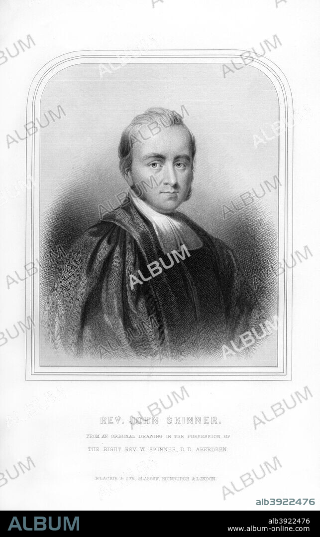Reverend John Skinner, Scottish historian and songwriter, (1870). Skinner (1721-1807) was the author of The Ecclesiastical History of Scotland, written from an episcopal point of view. An engraving from Robert Chambers' A Biographical Dictionary of Eminent Scotsmen, Blackie and Son, (Glasgow, Edinburgh, and London, 1870).