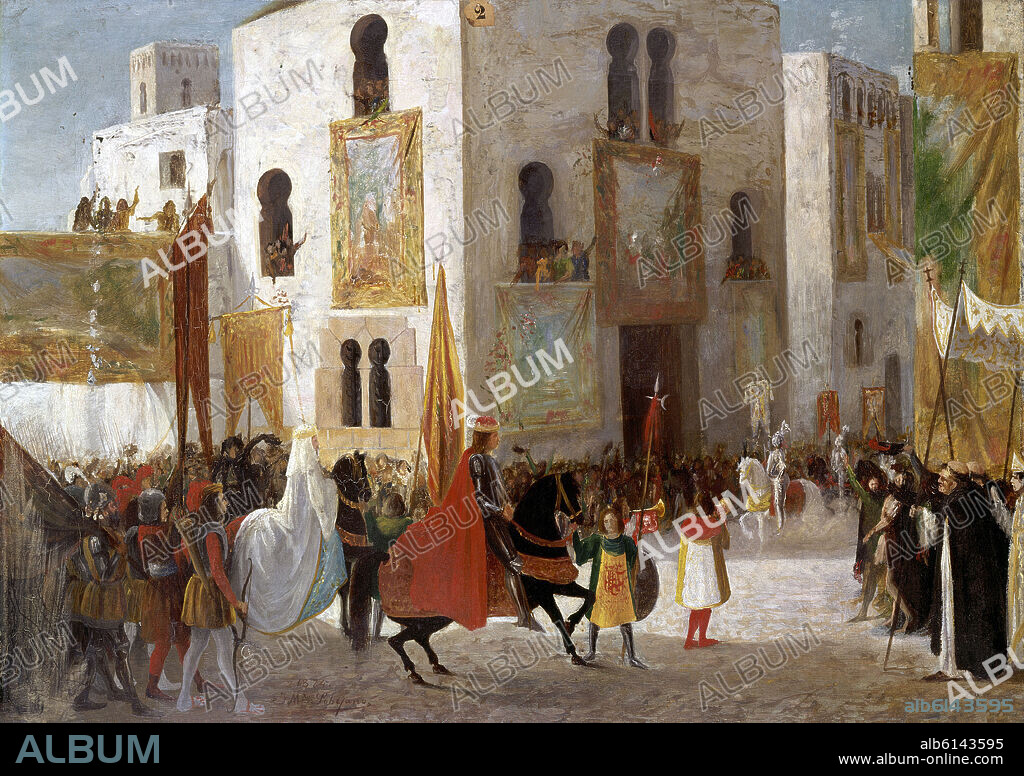 JOSÉ MARÍA SOBEJANO LÓPEZ. ENTRADA DE LOS REYES CATOLICOS EN MURCIA - 1876.