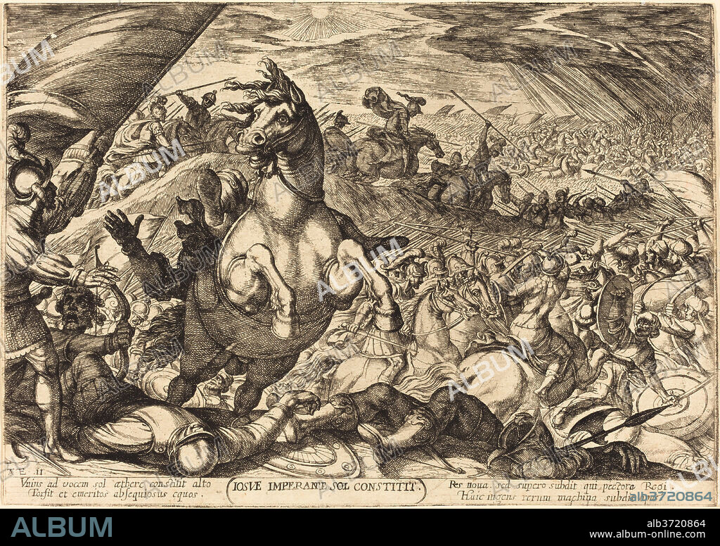 ANTONIO TEMPESTA. Joshua Ordering the Sun to Stop. Dated: 1613. Medium: etching.